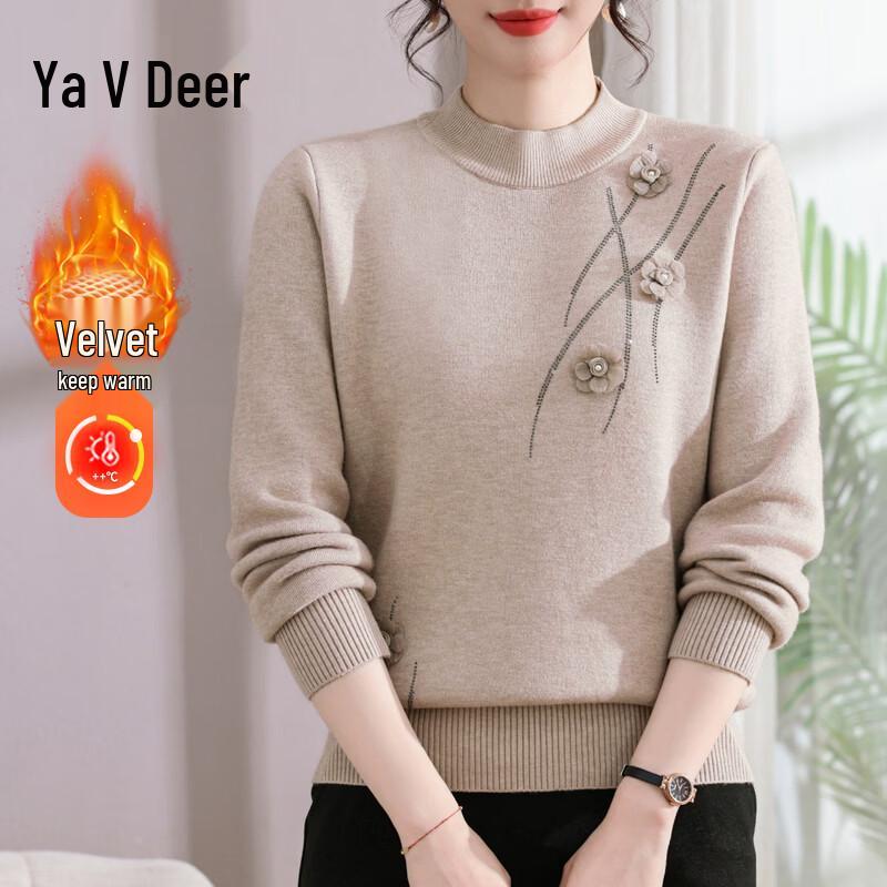Женский утолщенный свитер Yalu с флисовой подкладкой и полувысоким воротником XL