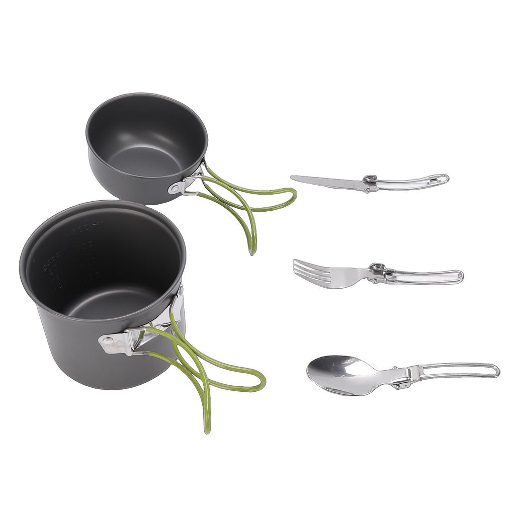 Camping Cookware Mess Kit Backpacking Pot Gear Camping Cooking Pot Pan Set for 1-2 Person Hiking Outdoor Picnic