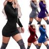 Abito Tubino da Donna Monocolore Collo Alto Sexy Slim Abito Primaverile per Feste