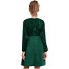 Girls Christmas Glittery Sequin Party Gown Round Collar Long Sleeve High Waist Knee Length Belted Pleated Formal Event Dress