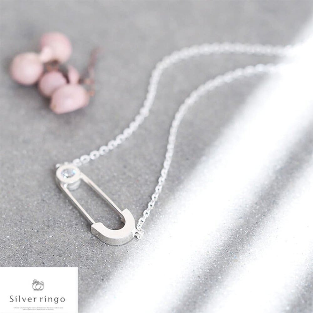 92.5 Silver Safety Pin Necklace Safety Pinn