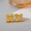 Elegant Four-Leaf Clover Gold Jewelry Set: Earrings, Necklace, Bracelet - Light Luxury Design
