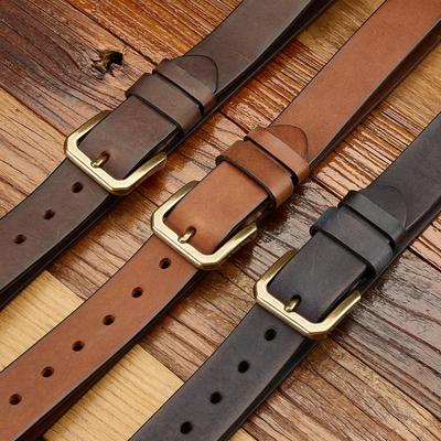 The First Layer Of Cowhide Genuine Leather Men'S Belt Is Purely Handmade Copper Buckle, Retro And Old Belt, Casual And Versatile Middle-Aged And Young