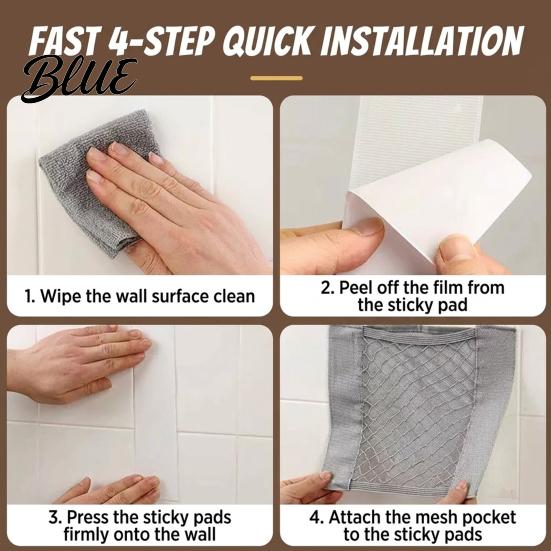 Hanging Mesh Organizer Capacity Elastic Trash Storage Wall Mounted for Closet Net Large Retractable Adhesive
