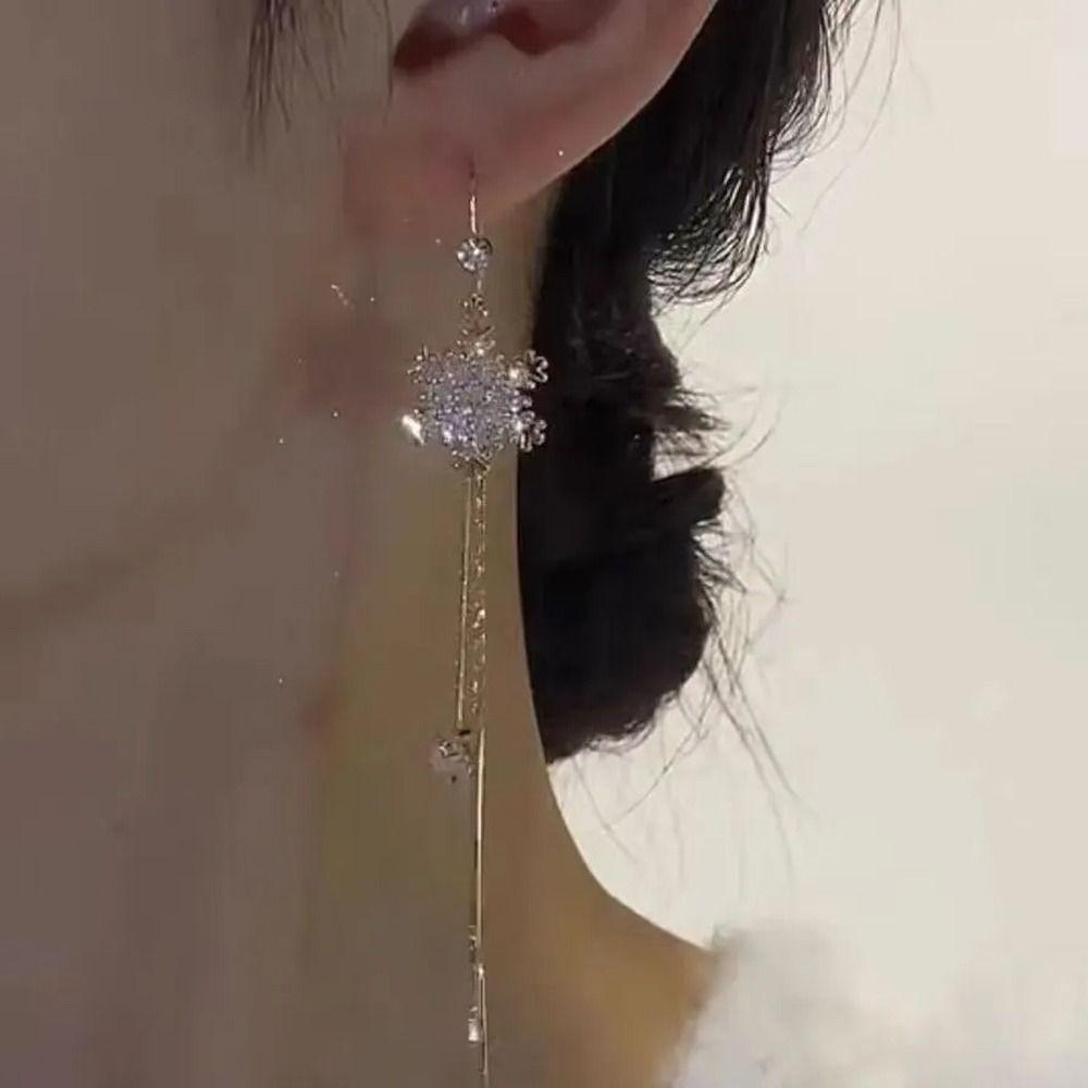 Quastenohrringe Lange Fransen Hängeohrringe Mode Schneeblume Ohrfaden