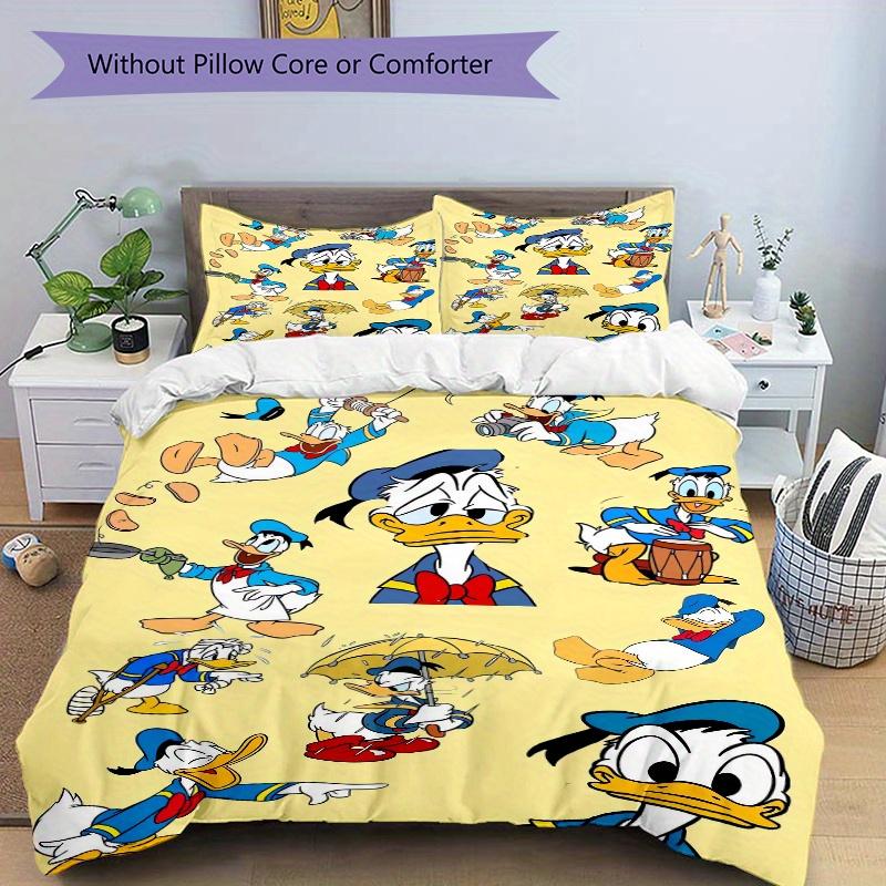 3-teiliges Donald Duck Charakter Bettwäsche-Set Weich und Bequem Schlafzimmer, Gästezimmer und Wohnheim Dekor Bettwäsche-Set W041