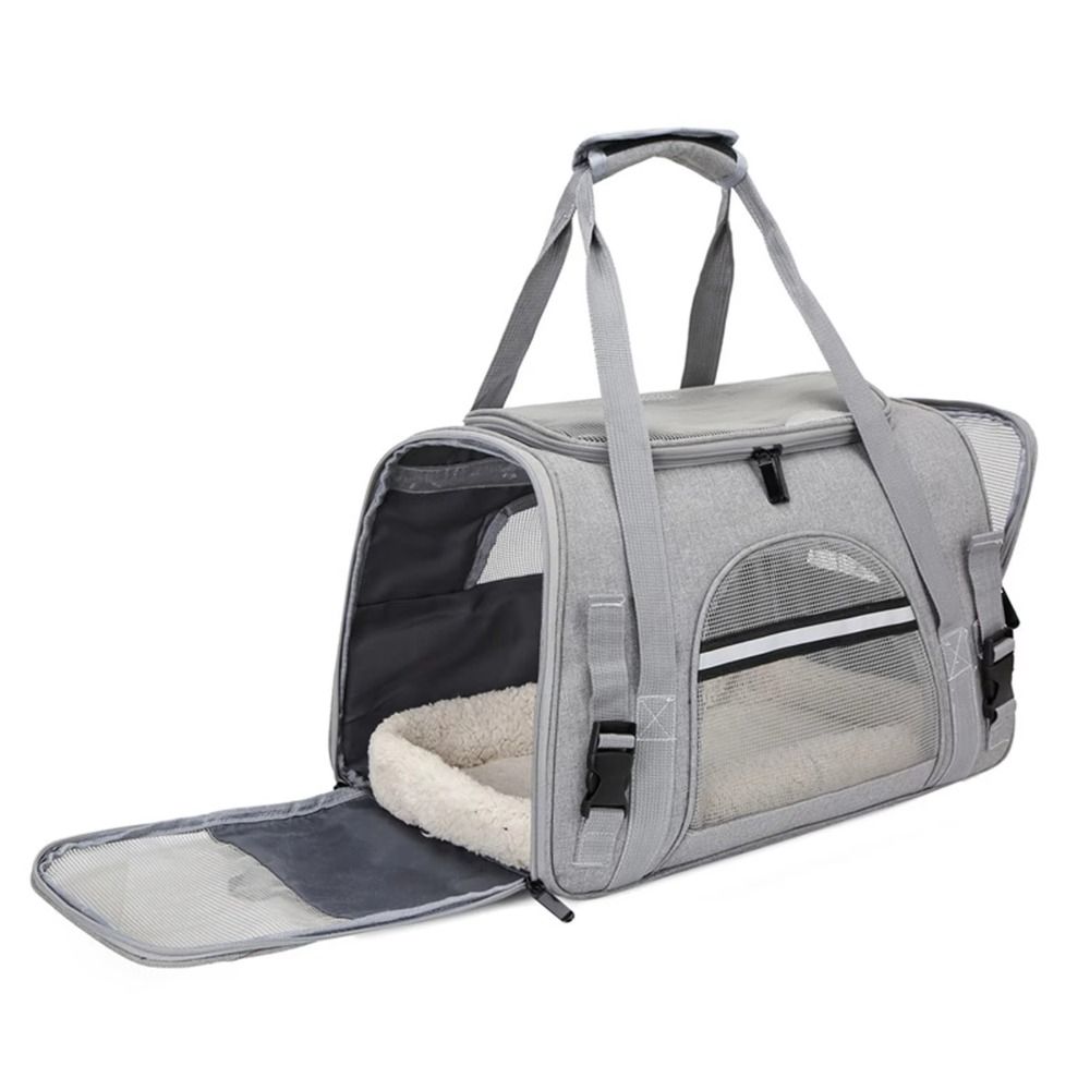 Sturdy Soft Sided Pet Carrier Collapsible Portable Cat Bag Adjustable Shoulder Strap Breathable Dog Carrying Case Puppy