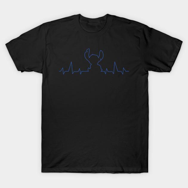 

Men Black Print T-shirt Stitch Heartbeat Lilo & Stitch No-Cut Transfer Paper Print Cotton Tshirt 4XL чорний