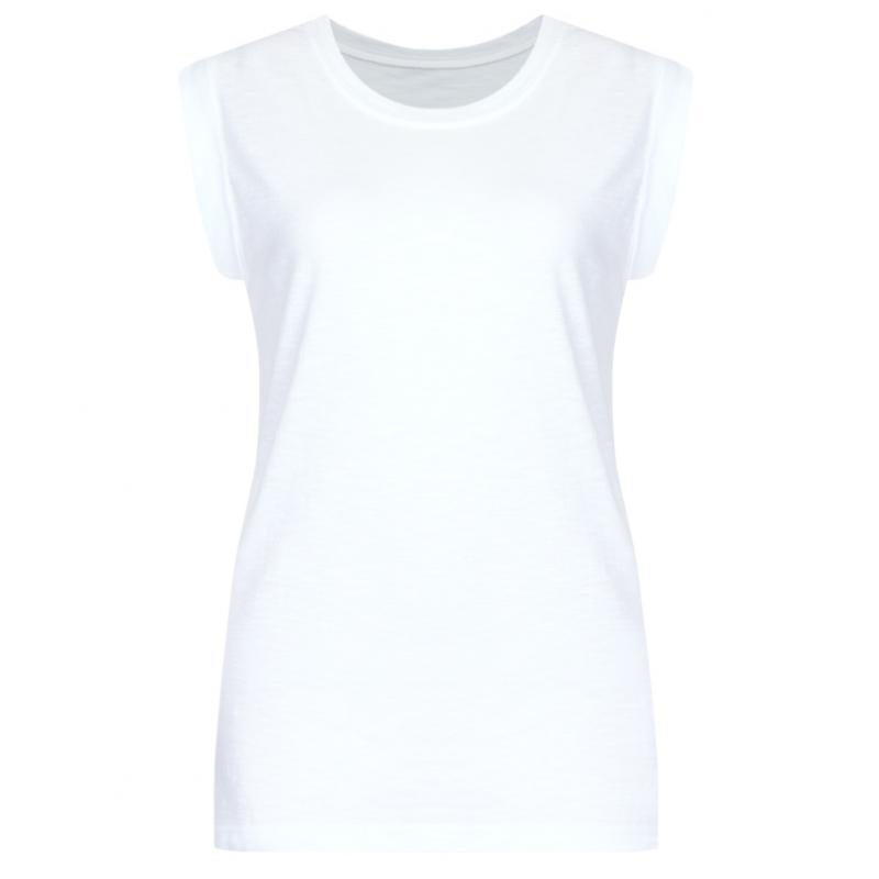 Shop Round Slub Cotton Double Sleeve Tank Top Beige Dai Wsh 0519
