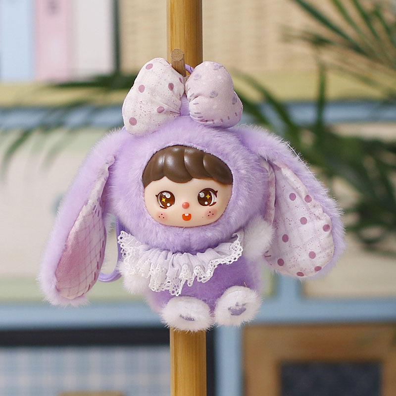 Cartoon Soft Bunny Plush Keychain Fluffy Stuffed Rabbit Pendant Lace Bow Decor Backpack Hanger Lovely Accessory for Students