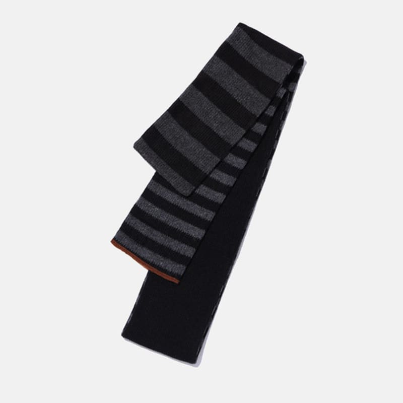 karactor Striped knit muffler / Black charcoal