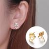 Charming Owl Stud Earrings: Stainless Steel Hollow Animal Design