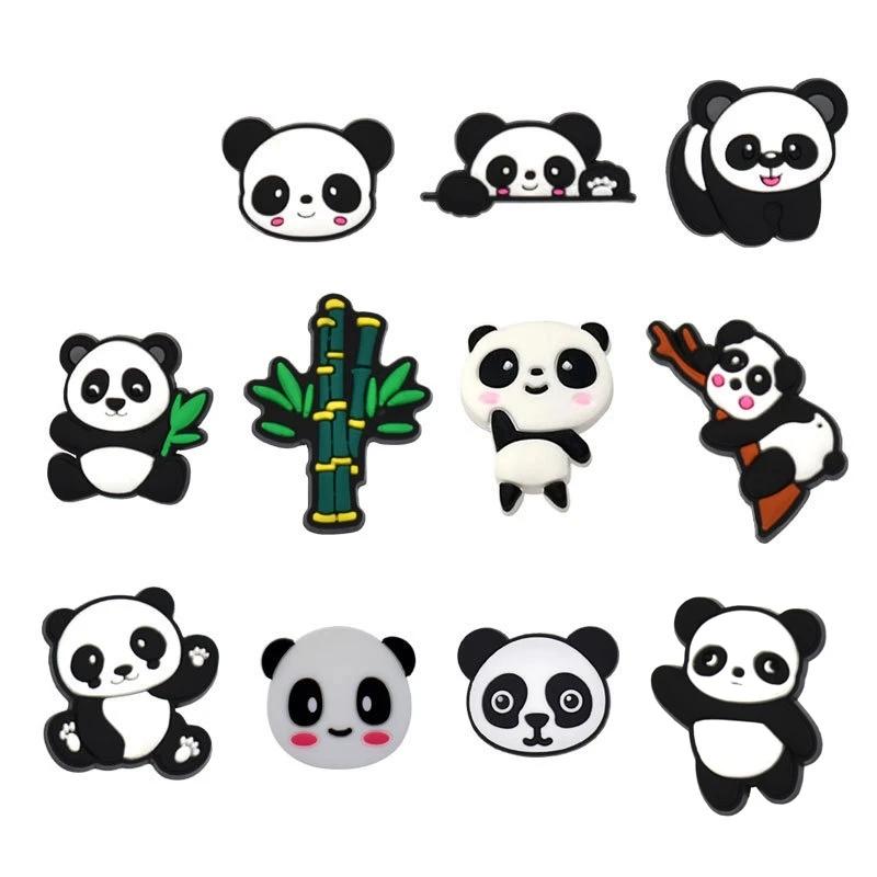 

11Pcs Cute Panda Style Charms Decoration Packs For Kid Adult Hole Shoes Adorable Set Slipper Sandals Accessories Wholesale Bulk