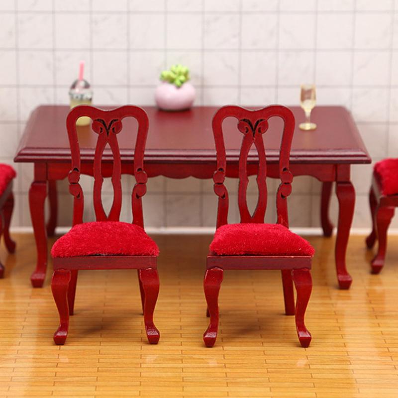 1 Piece Diy Accessories Miniatures Wooden Retro Simulation Dining Table Chair 1:12 Dollhouse Furniture Toy