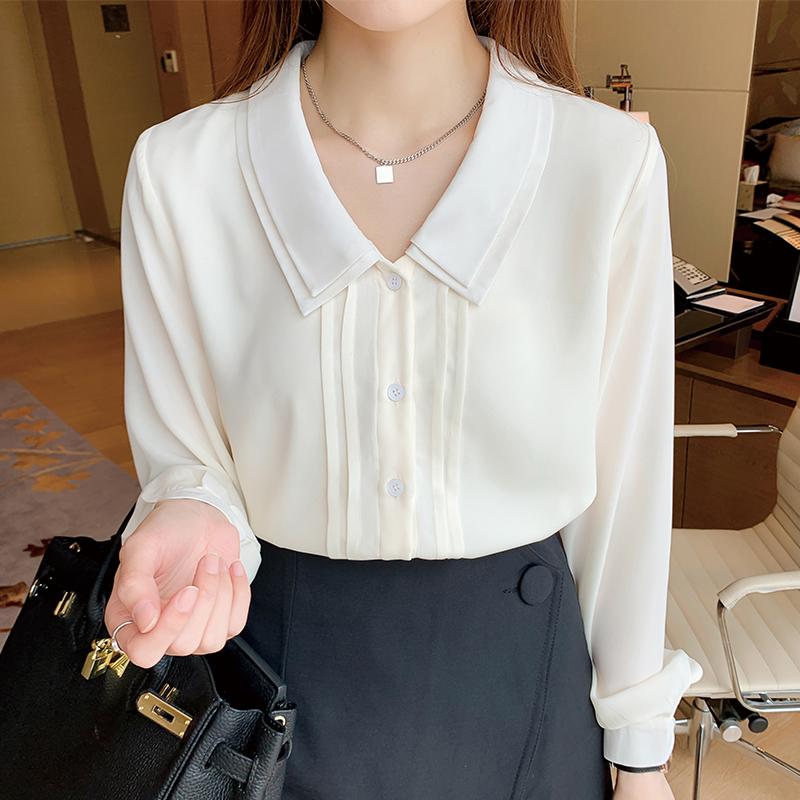 

Мода Весна Блузки Сорочки Довгий Рукав Відкладний Комір Офісна Леді Шифонова Блузка Сорочка Жіночі Топи 2025 J762 2XL абрикосовий