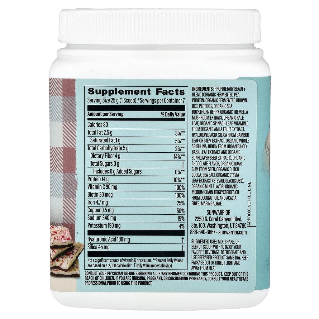 Sunwarrior, Plant-Based Collagen, Peppermint Bark, 6.17 oz (175 g)