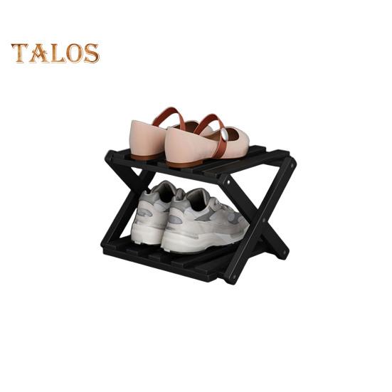 Складная полка для хранения обуви из бамбука прочная несущая переносная отдельно стоящая полка для обуви в прихожей Dual Layer чёрный 1387₽