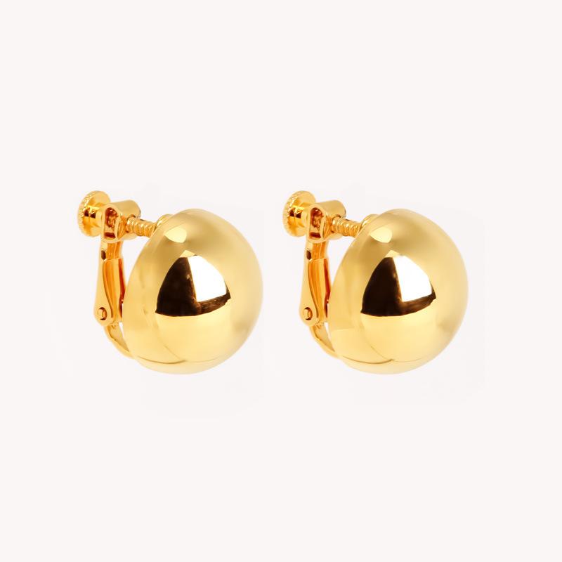 Round ball earrings, European and American niche high-end earrings, electroplated real gold hollow ear buckles, personalized design sense, versatile