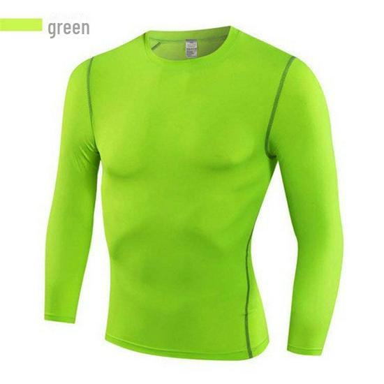 

Мужские спортивные леггинсы с длинным рукавом: Быстросохнущий баскетбольный тренировочный топ для бега и фитнеса XL флуоресцентный зеленый