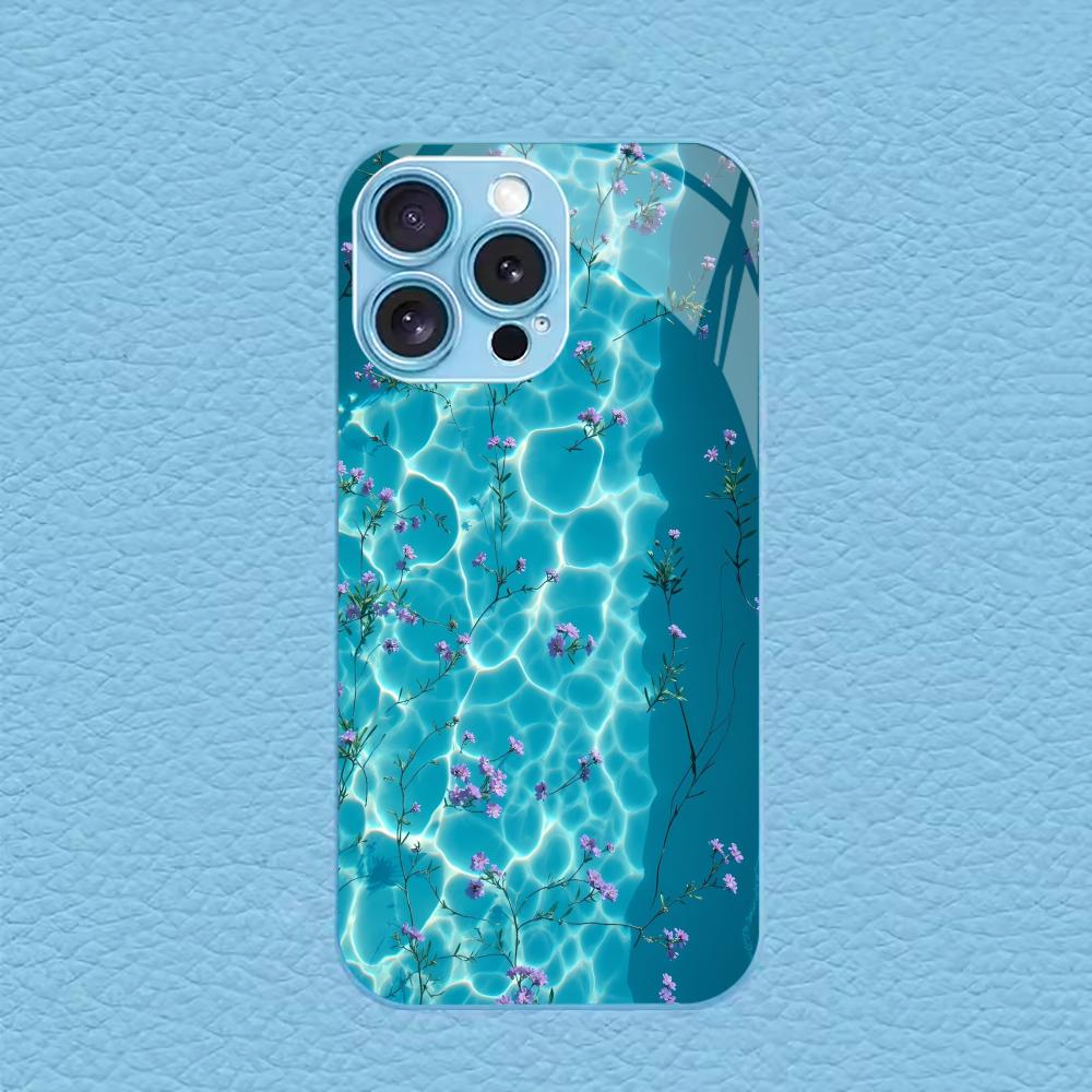 Minimal Water Ripple Flowers for iphone 17 case for coque iphone Fashion Case fundas Glass for iPhone 17 16 15 14 13 pm Pro Plus
