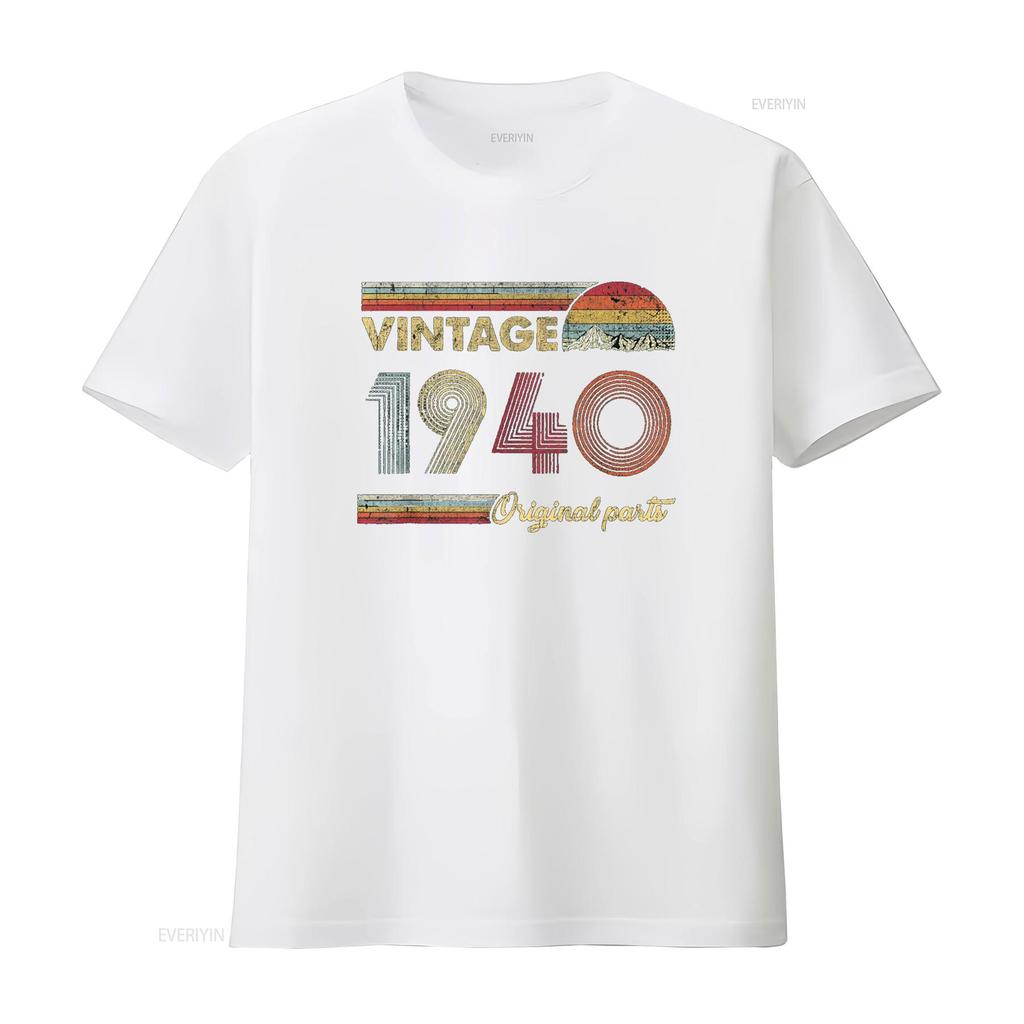 Retro Original Parts 80th Vintage 1940 Birthday T Shirt vintage Washed Stretched graphic streetwear Top For Everyday Wear