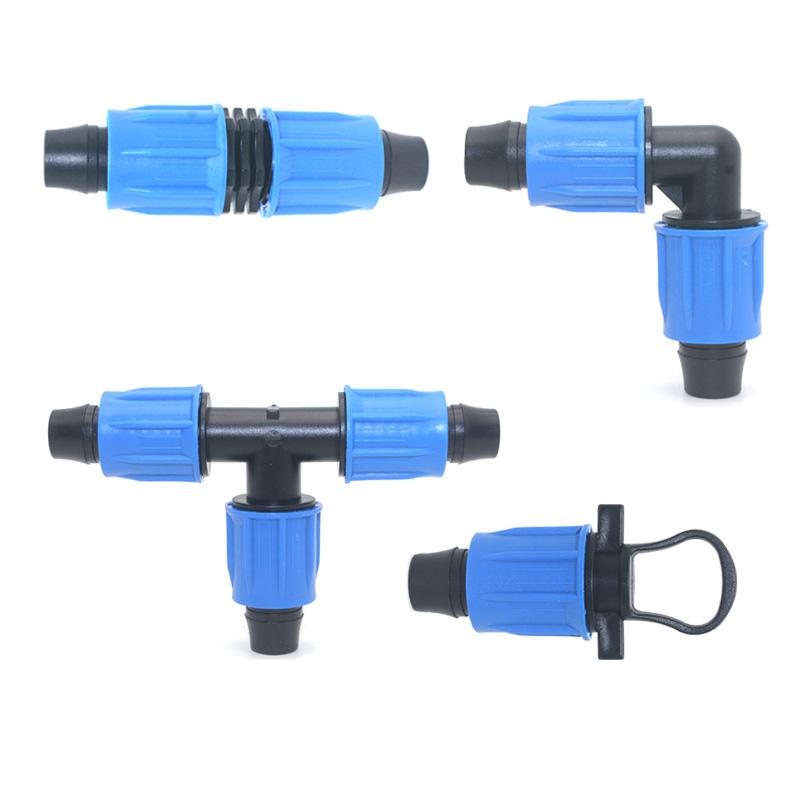 16PE Drip Irrigation Locking Pipe Fittings: Elbow, Tee, Plug, Bypass, Straight Connectors