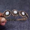 Natural Moonstone Gemstone Handmade Copper Wire Wrap Cuff Bangle Adjustable ET-4662