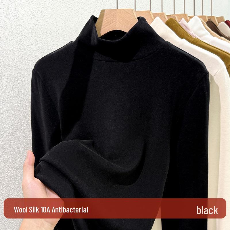 

De Róng Women s High Neck Lambswool & Cotton Base Layer Top - Silk Velvet Thick Warm Autumn/Winter 2025 Style 3XL (73-78kg)