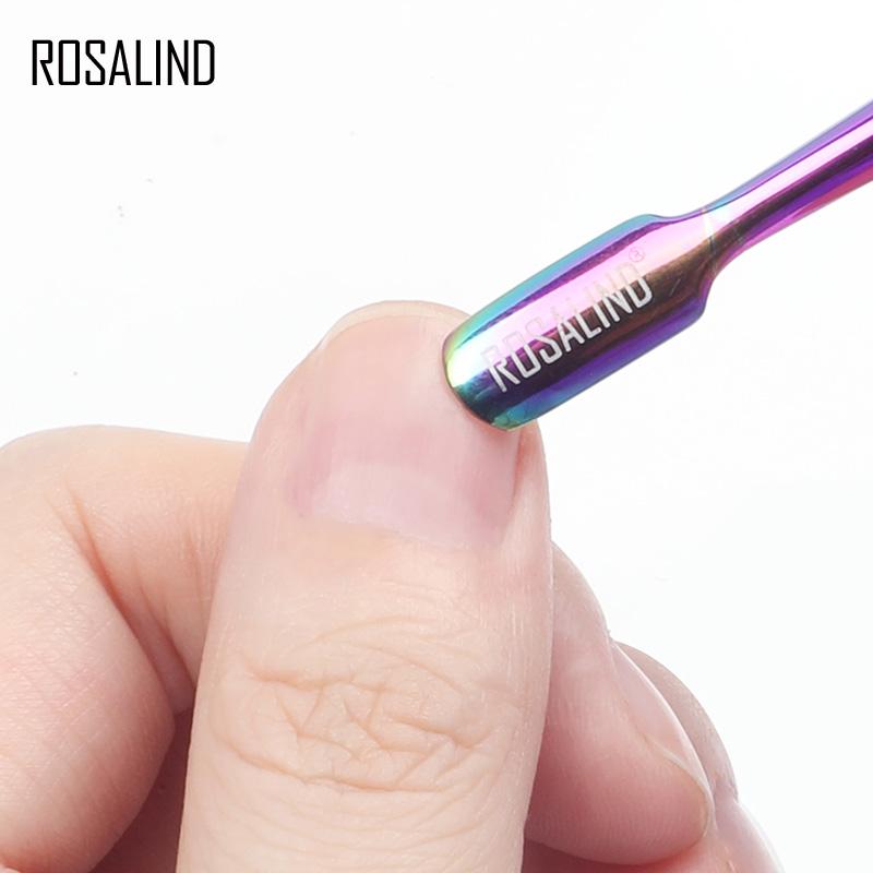 ROSALIND Nail Manicure Tool Cuticle Pusher Nail Remove Dead Skin Removal Rainbow Stainless Steel Cuticle Nail Art Tools