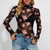 New Slim-Fit Long-Sleeve Mesh 2026 Spring Women's Sexy Sheer One-Piece T-Shirt