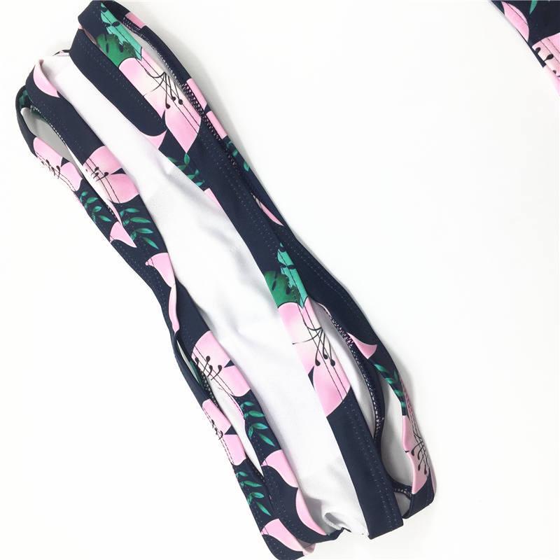 Bikini Set Ins Retro Black Strapless Bra Floral Bowknot Luxury Brazilian Women Swimsuit Beach