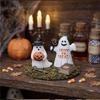 Fun Halloween Ghostly Holding Pumpkins Lollipop Figurines Decors 2Pcs Resin Craft Ornaments For Indoor Festives Styling