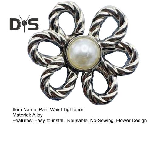 Pant Waist Tightener Flower Design Button Reusable Waist Adjuster No-Sewing Adjustable Waist Buckle for Loose Jeans Skirts