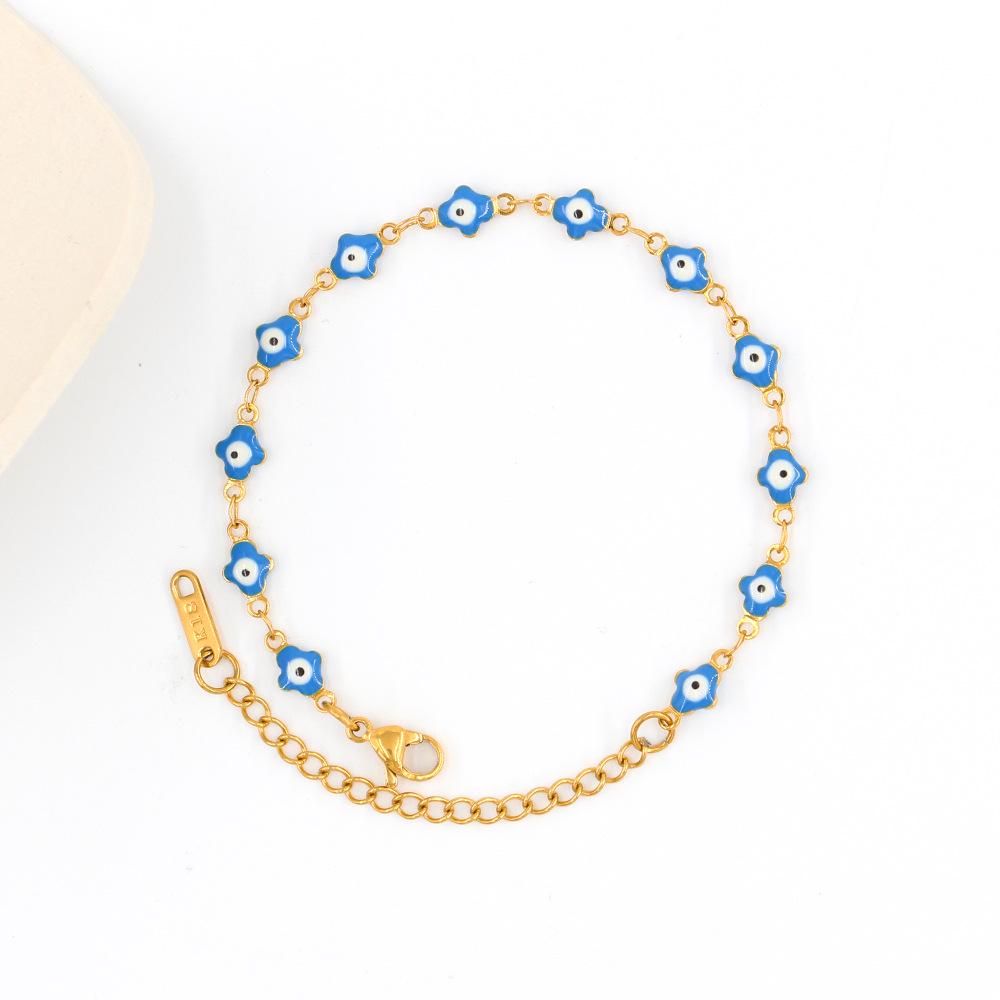 Colorful Drip Oil Devil s Eye Titanium Steel Bracelet - Women s Unique Fashion Jewelry светло-синий