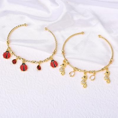 8 Styles Gold-Plated Animal Beetle Elephant Bird Turtle Open Bangle Candy Bracelet High Quality Party Jewelry for Men Women