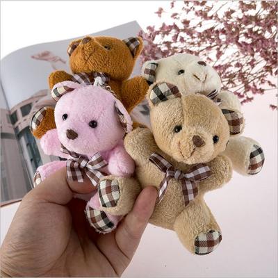 10Cm Bow Knitted Bear Plush Toys Stuffed Animal Pendant Christmas Gifts for Children