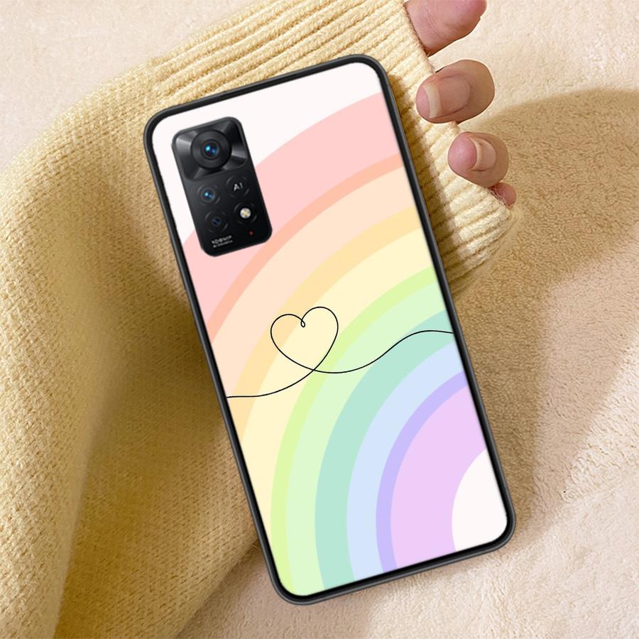 Rainbow Gradient Love Phone Case For Redmi Note 13 14 15 Pro Plus 12 13C 12C 15C 9 10 10C 9T 9C 9A TPU Soft Cover Clear Cell Cas