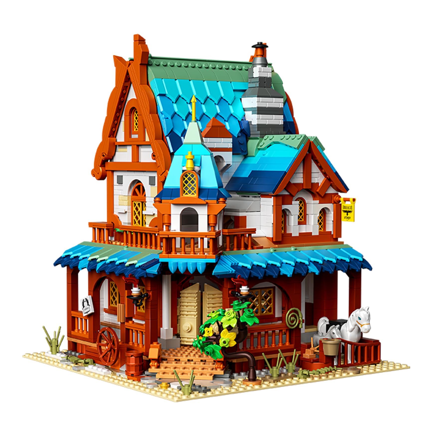 

Oichy Мини-конструктор Средневековое почтовое отделение Игрушечная комната Набор для сборки модели для детей и DIY Обучающий строительный блок Почта Идеальный подарок для школы