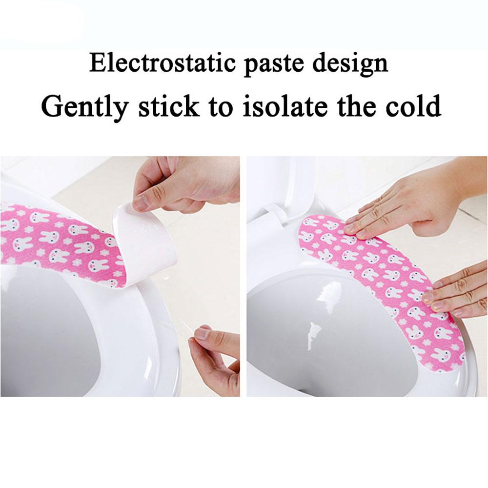 Silicone World 1 Pair Reusable Warm Toilet Seat Filling Washable Bathroom Mat Seat Cover Thick Cartoon Sticky Toilet Cushion