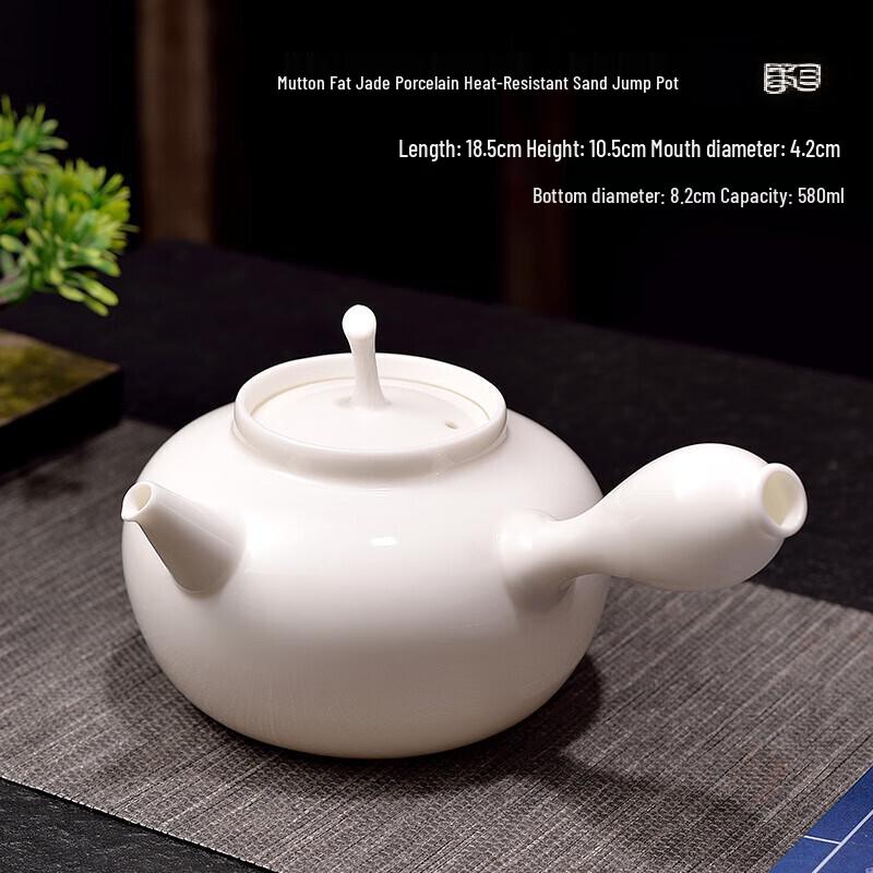 

Handmade Mutton-Fat Jade Porcelain Side-Handle Teapot