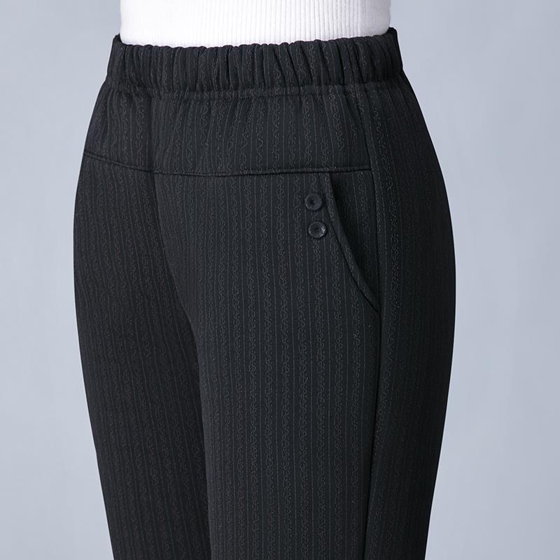 Women's High-Waist Fleece-Lined Lambswool Cotton Pants for Winter