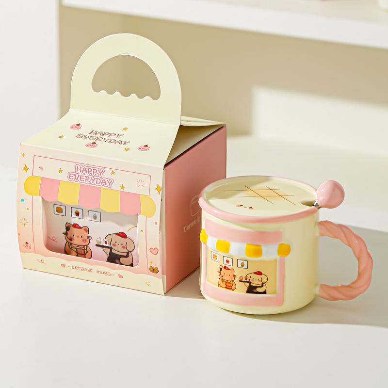 Cute Cartoon Mug Home Drinking Water Cup Office Ceramic Coffee Cup Cute High Looking Couple Water Cup