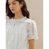INMAN French Lace Tie-Waist Short Sleeve Shirt