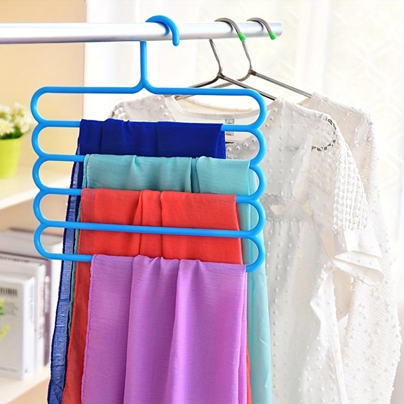 5-layer Pants Hanger Plastic Multi-Layer Pants Rack - Space-Saving, Anti-Slip, And Adjustable Design For Organizing Clothes, Scarves, And Accessories