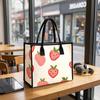 Cute Strawberry Printed Canvas Tote Bag Portable Casual Daily Shopping Handbag for Women