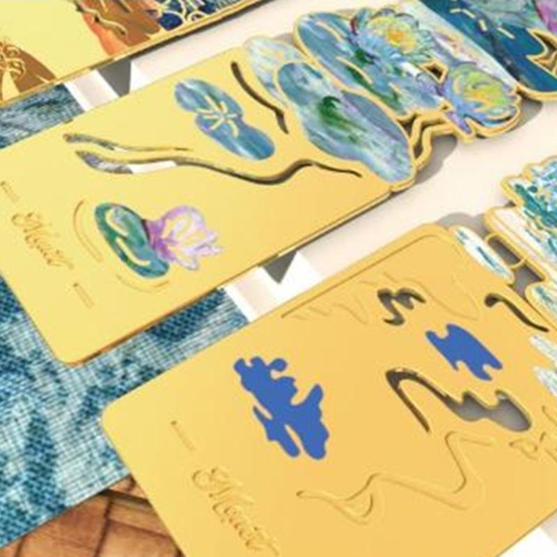 Oil Painting Metal Bookmarks with Tassels Book Page Marker Hollowed Flower Engraved Bookmarks Gifting for Book Lover