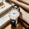 Men's Analog Quartz Watches Minimalist Three-Hand Watch Classic Adjustable Leather Strap Watch for Fathers Husbands Gifts for Office Party Dating