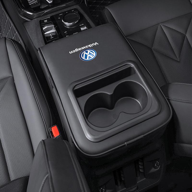 2026 Hot For Volkswagen VW Car Armrest Box Cushion Leather Soft Pad With Cup Holder For VW GTI R Line Polo Golf Passat B6 Tiguan