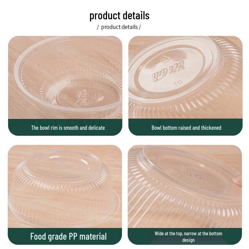 Miaojie Disposable Round Plastic Bowls, 420ml, 90 Count
