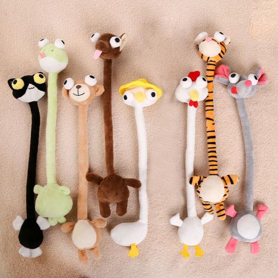 Long Neck Animal Plush Keychain Cute Monkey Tiger Chick Doll for Bags Backpacks Cute Big-Eye Design Funny Stress Relief Toy Birthday Gift for Kids
